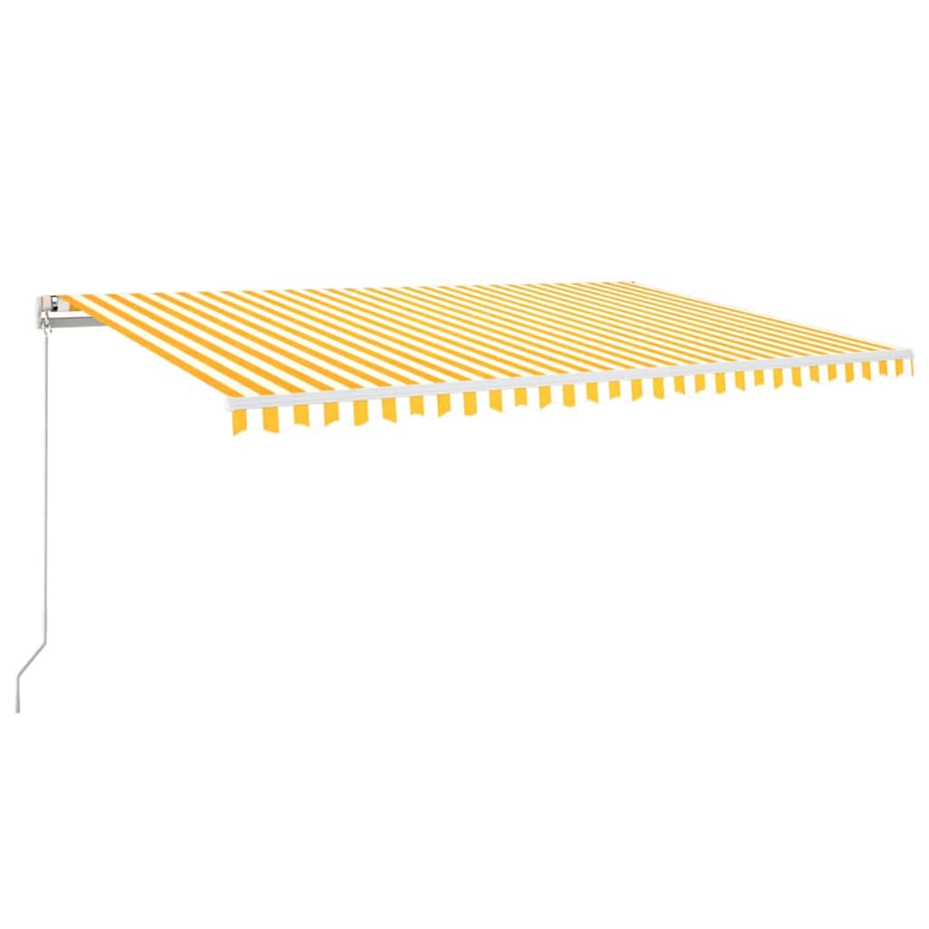 Automatisk markis med vindsensor & LED 500x300 cm gul/vit