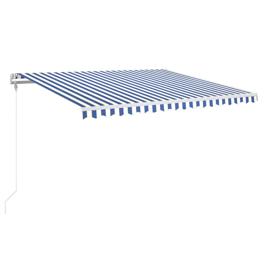 Automatisk markis med vindsensor & LED 400x350 cm blå och vit