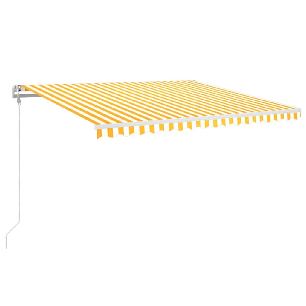 Automatisk markis med vindsensor & LED 400x350 cm gul/vit