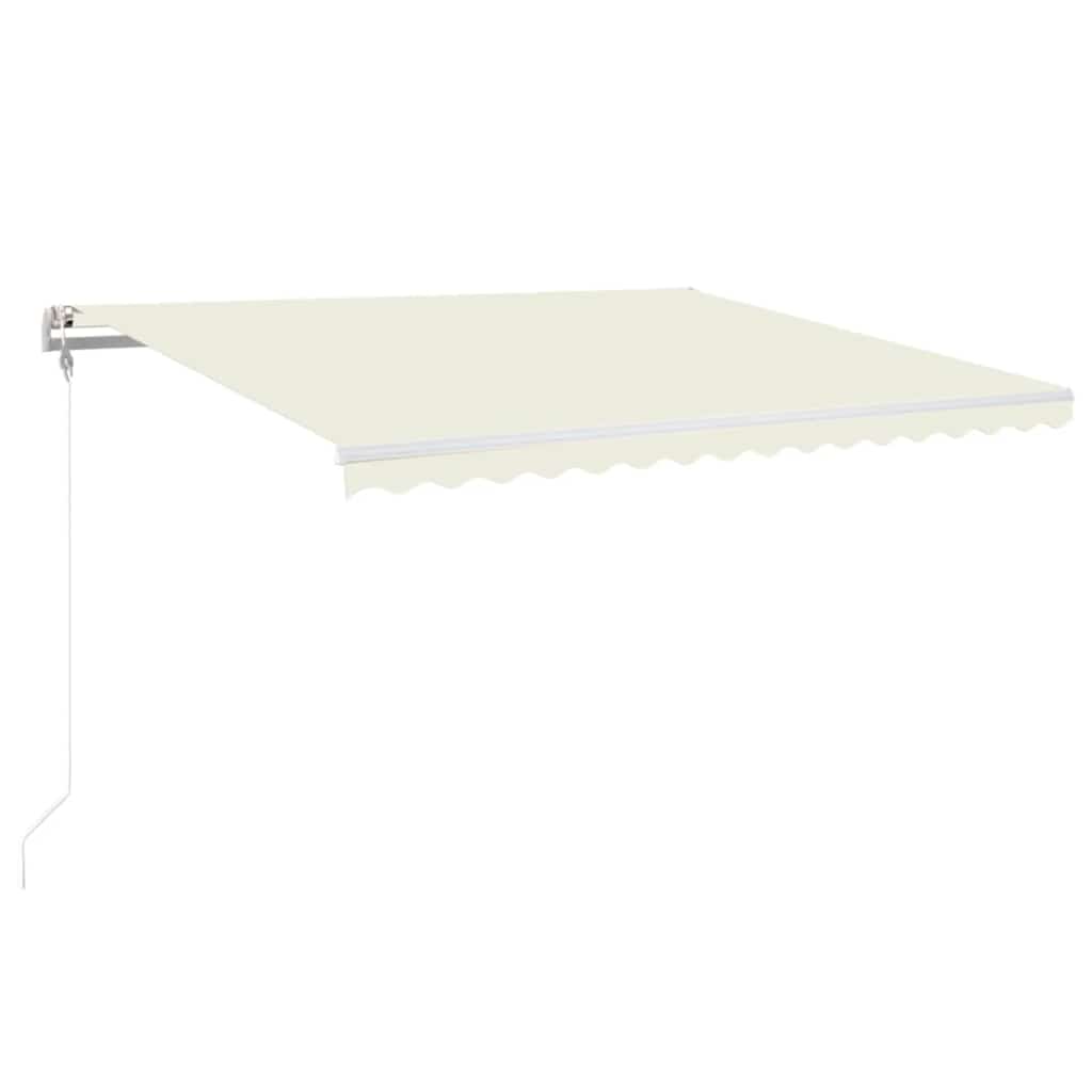 Automatisk markis med vindsensor & LED 450x350 cm gräddvit