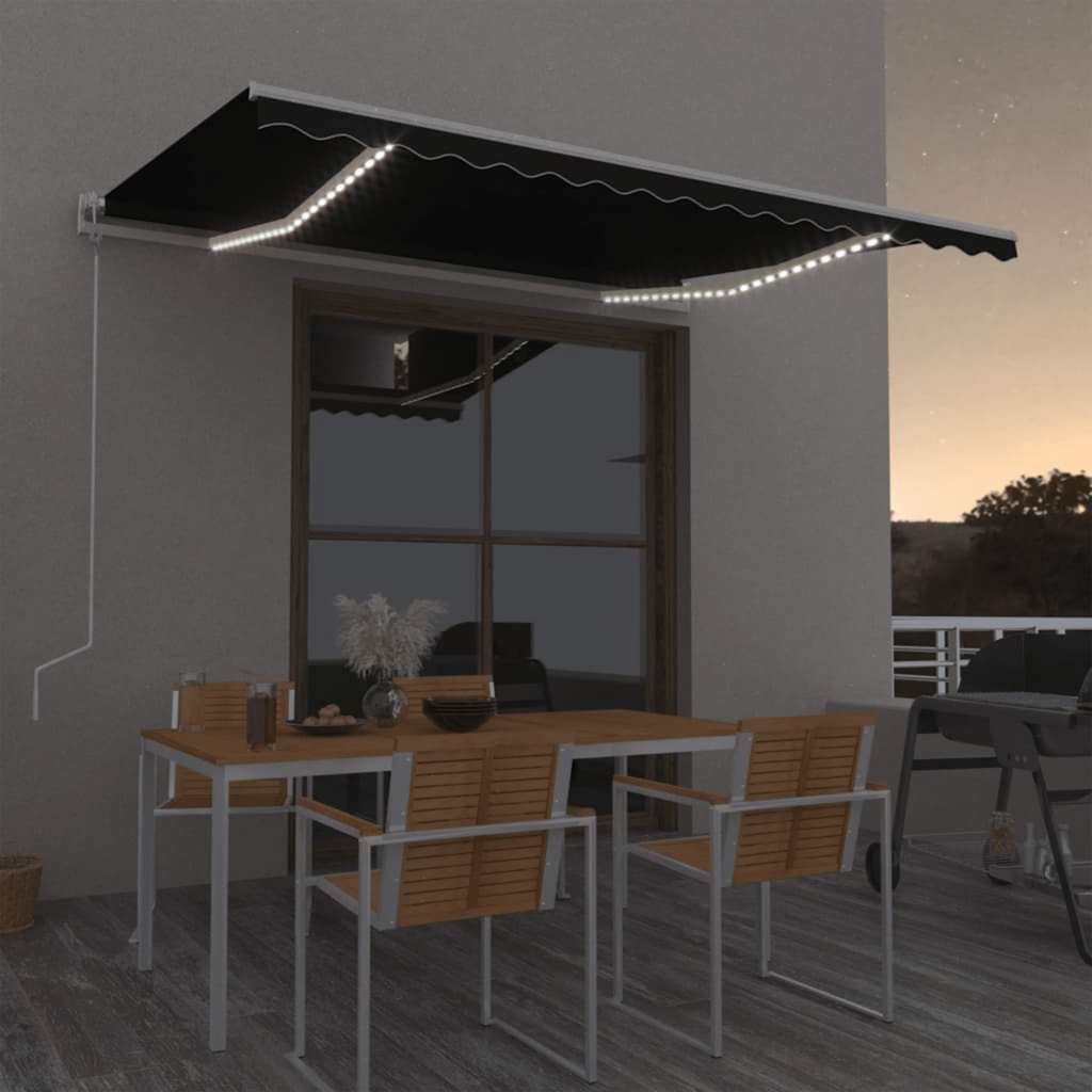 Automatisk markis med vindsensor & LED 450x350 cm antracit