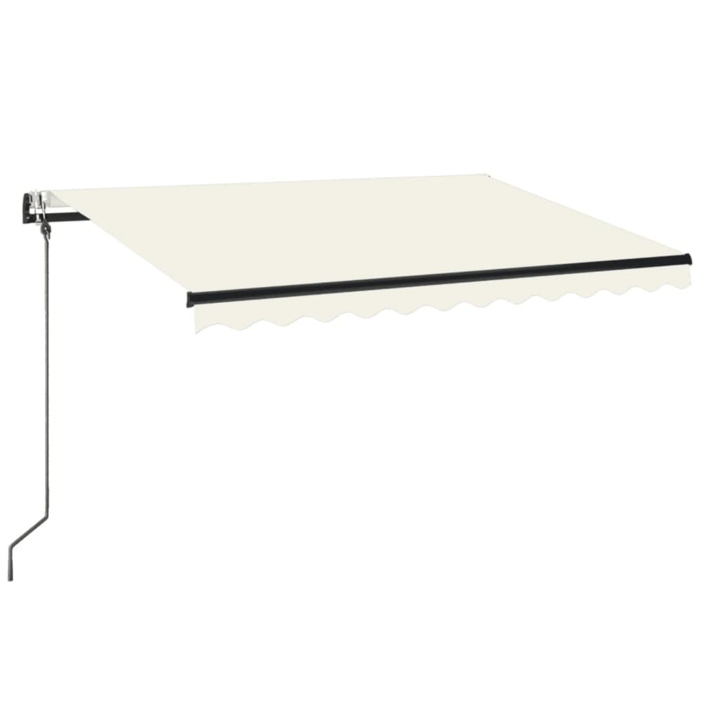 Automatisk markis med vindsensor & LED 350x250 cm gräddvit