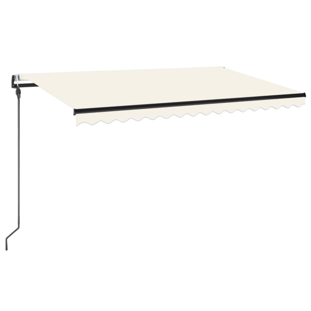 Automatisk markis med vindsensor & LED 450x300 cm gräddvit