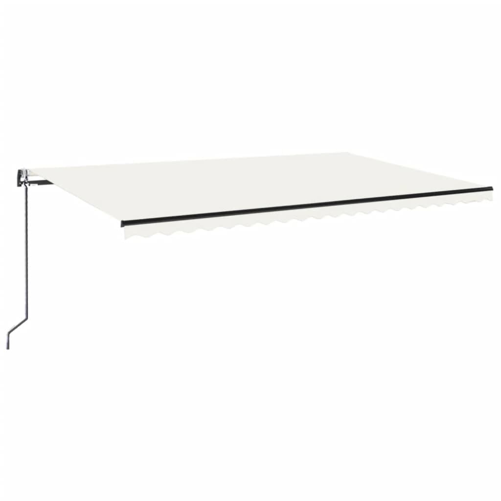Automatisk markis med vindsensor & LED 500x300 cm gräddvit