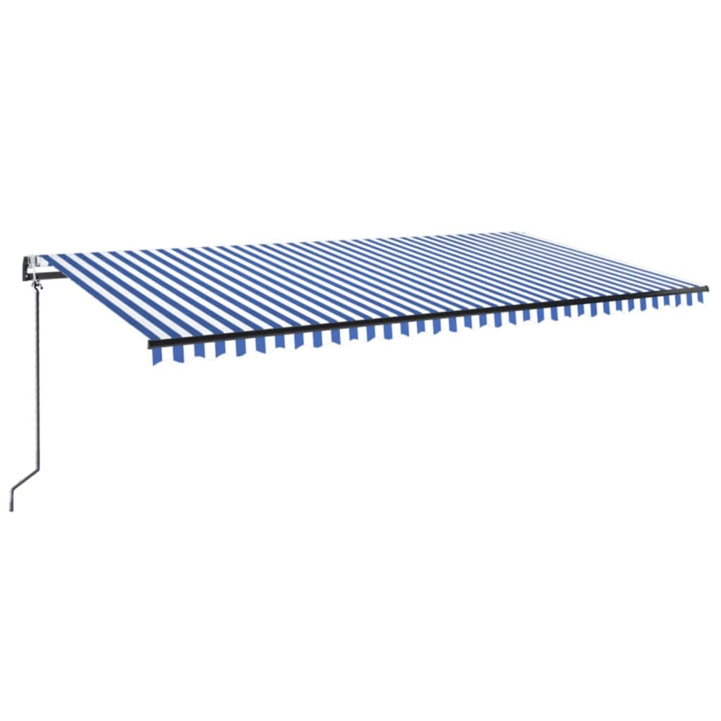 Automatisk markis med vindsensor & LED 600x300 cm blå och vit