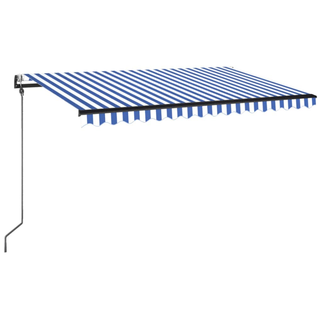 Automatisk markis 400x350 cm blå och vit