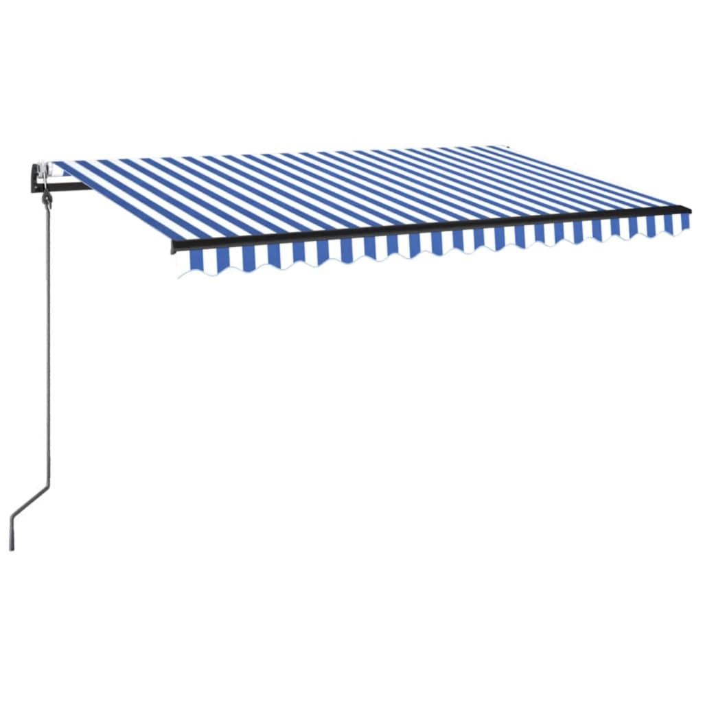 Automatisk markis med vindsensor & LED 400x350 cm blå och vit