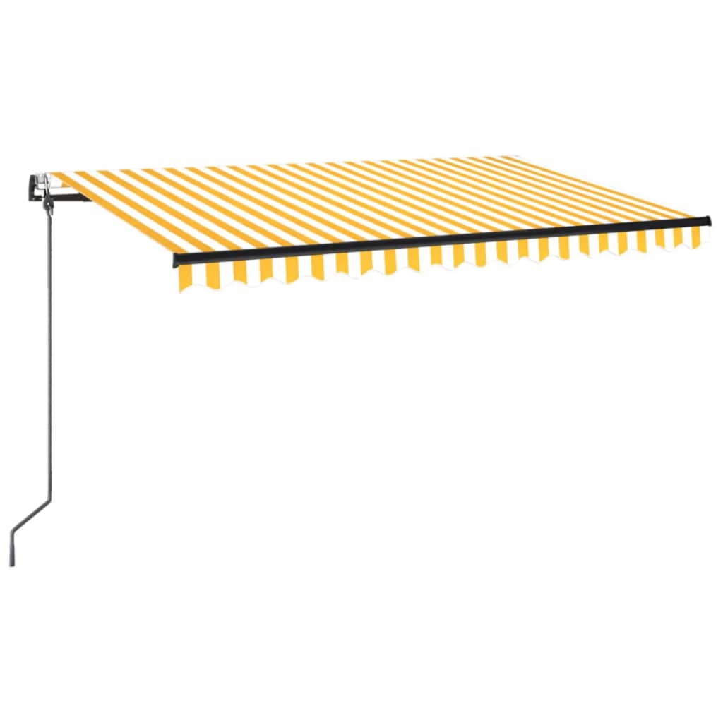 Automatisk markis med vindsensor & LED 400x350 cm gul/vit