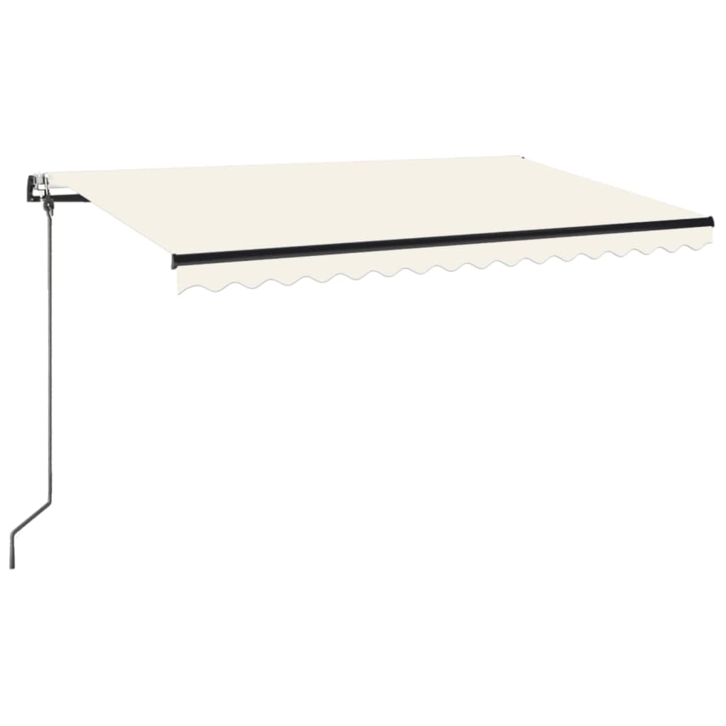 Automatisk markis med vindsensor & LED 450x350 cm gräddvit