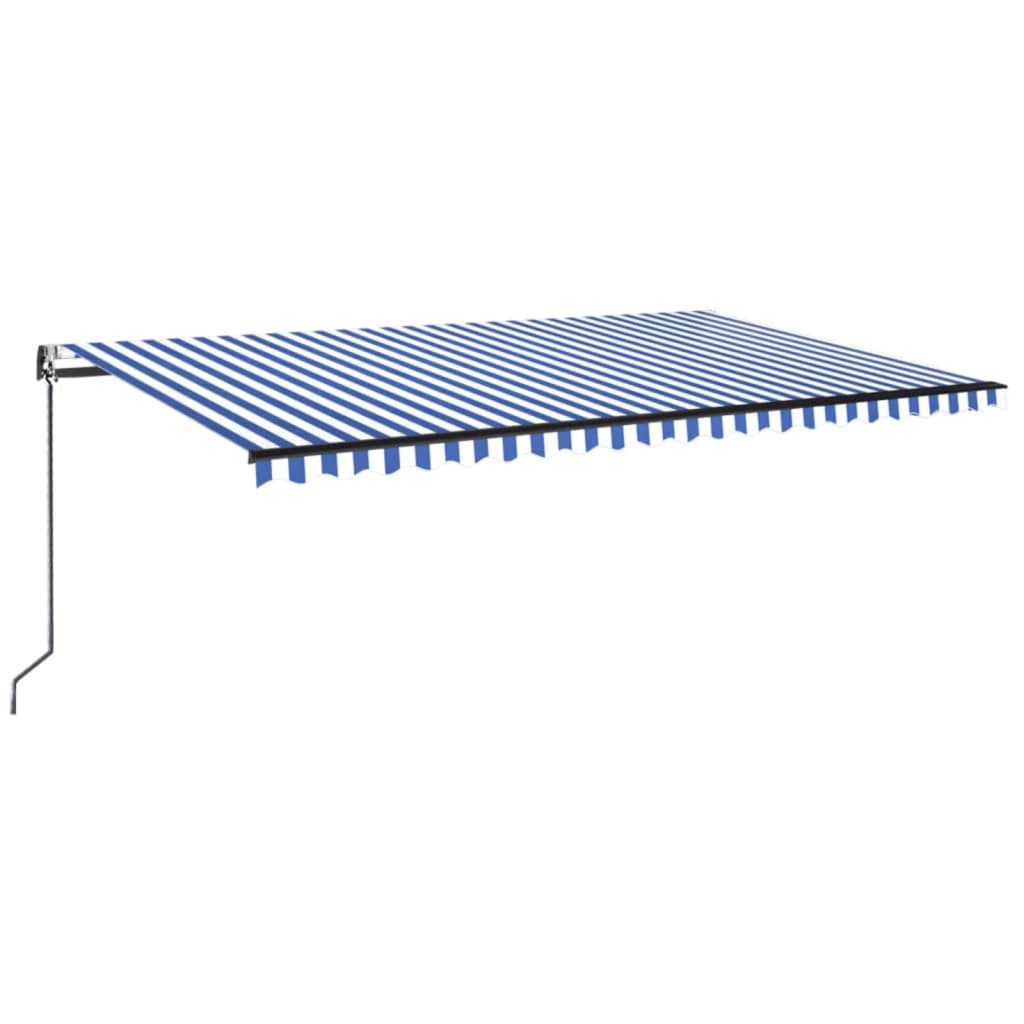 Automatisk markis med vindsensor & LED 500x350 cm blå och vit
