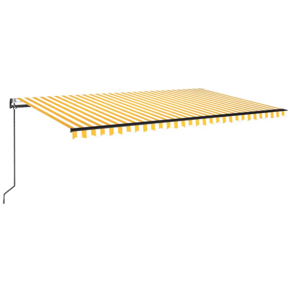 Automatisk markis med vindsensor & LED 500x350 cm gul/vit