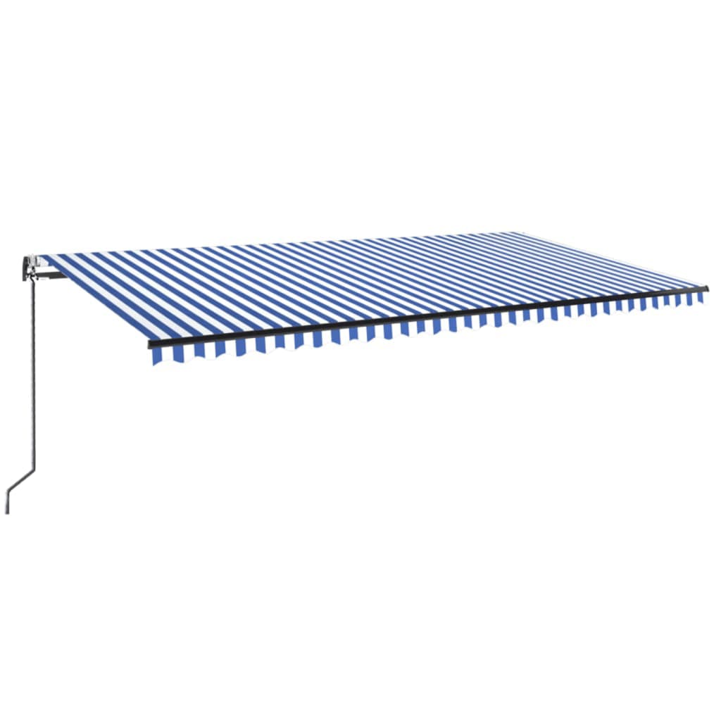 Automatisk markis med vindsensor & LED 600x350 cm blå och vit