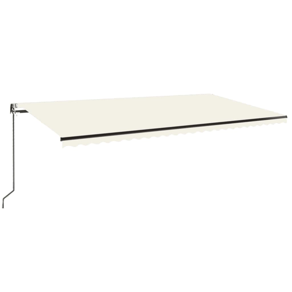 Automatisk markis med vindsensor & LED 600x350 cm gräddvit
