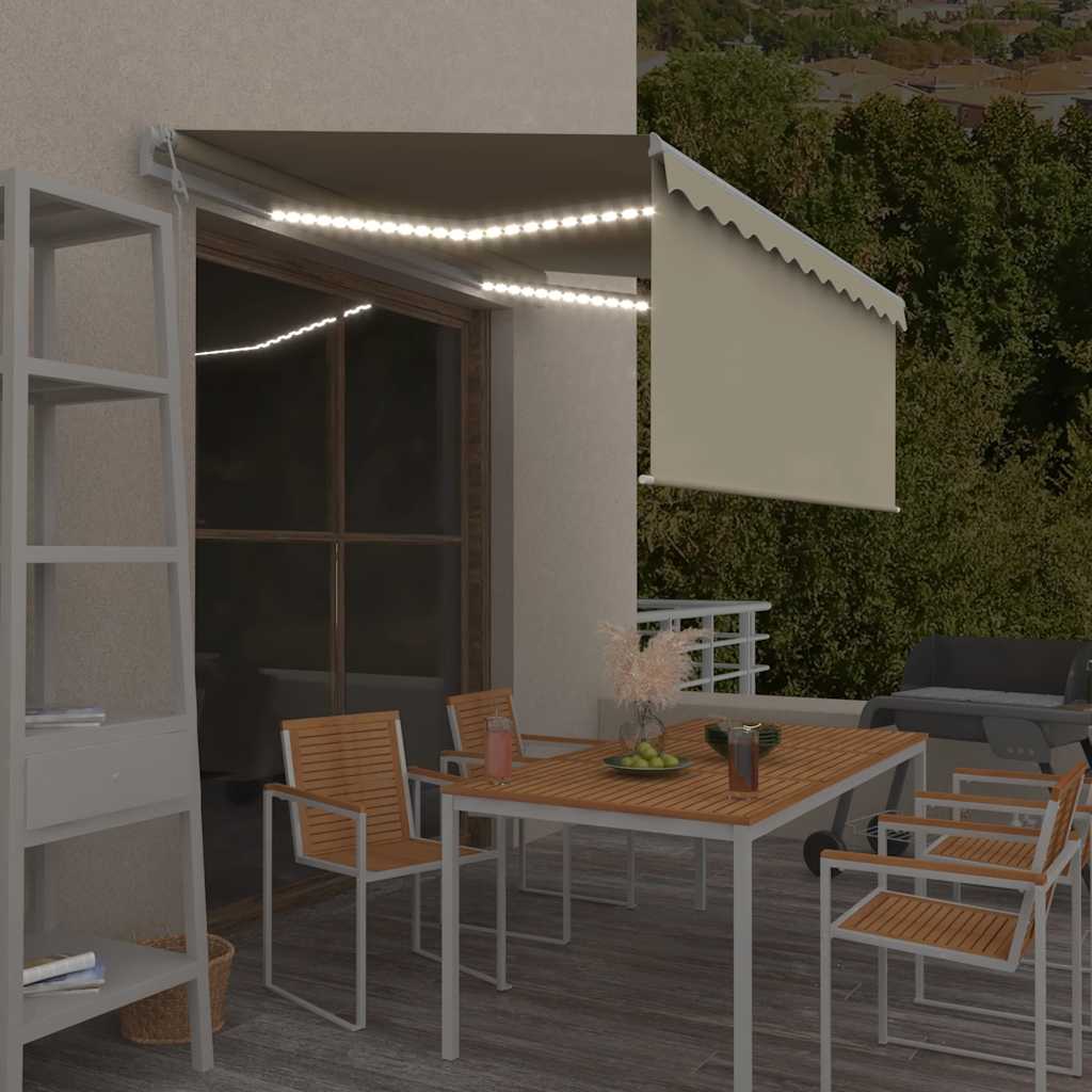 Automatiserad markis vindsensor rullgardin LED 3x2,5m gräddvit