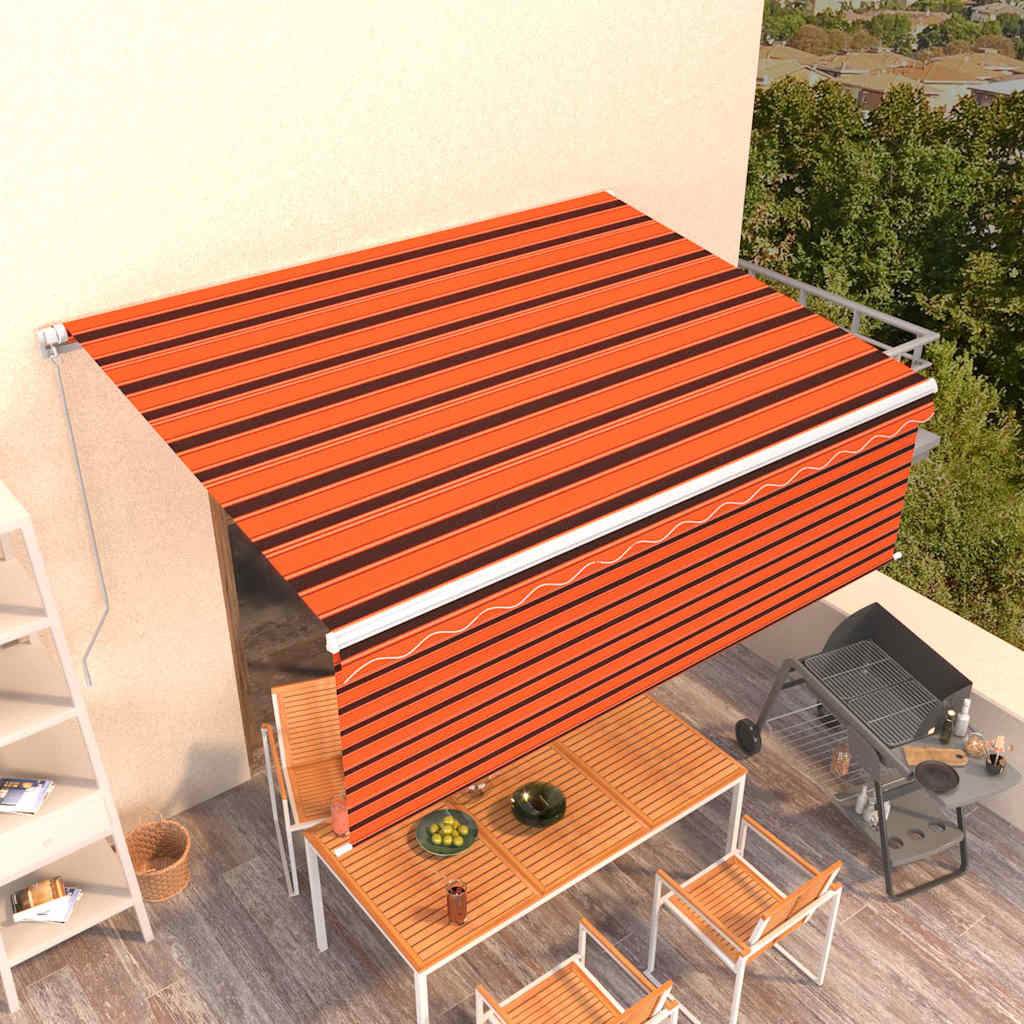 Utdragbar markis Orange och Brunt 4 × 3 m Polyester