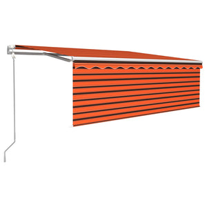Automatisk infällbar markis med rullgardin 4x3 m orange/brun