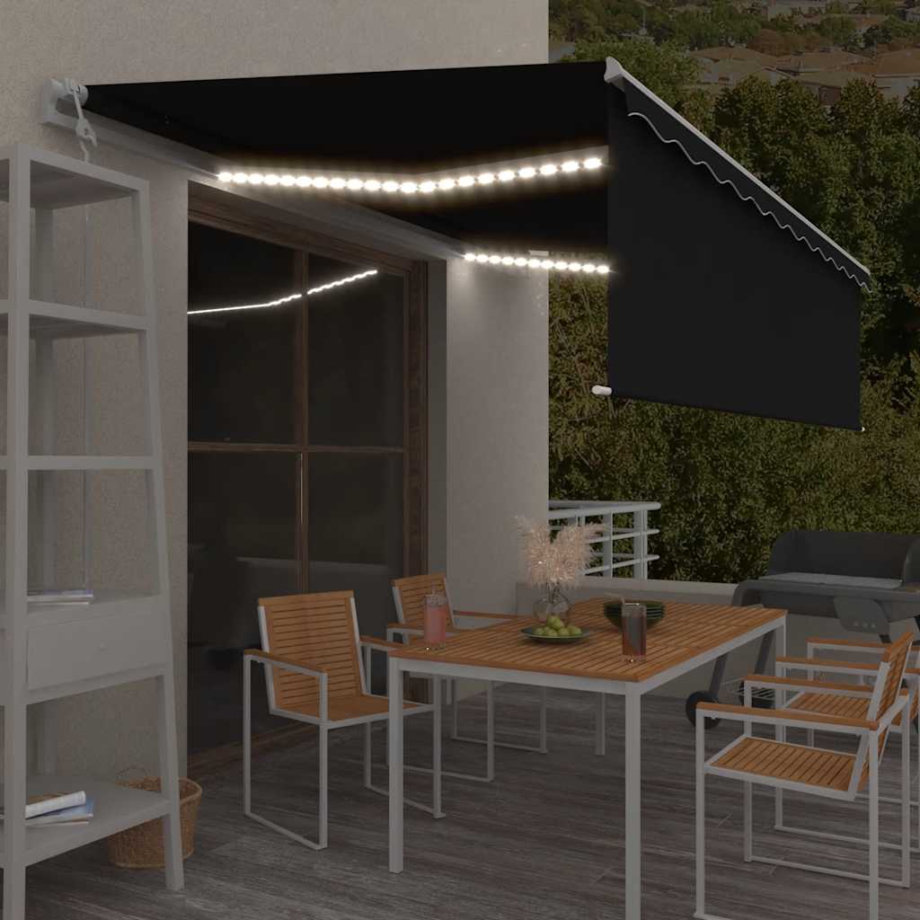 Automatiserad markis rullgardin vindsensor LED 5x3m antracit