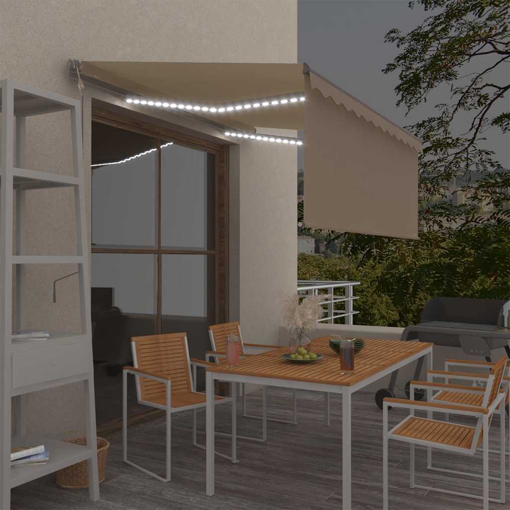 Automatiserad markis vindsensor rullgardin LED 3x2,5m gräddvit