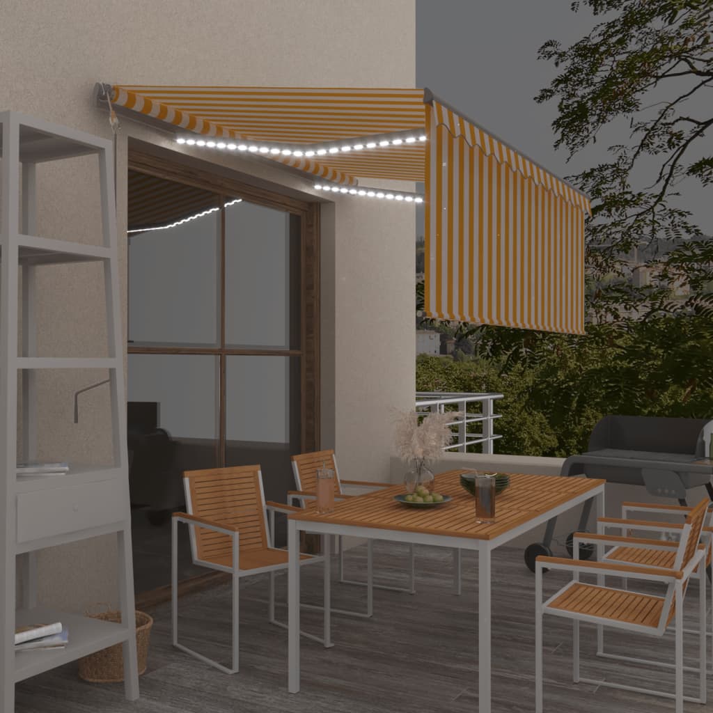 Automatiserad markis vindsensor rullgardin LED 3x2,5m gul/vit