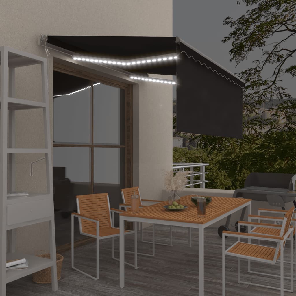 Automatiserad markis vindsensor rullgardin LED 3x2,5m antracit