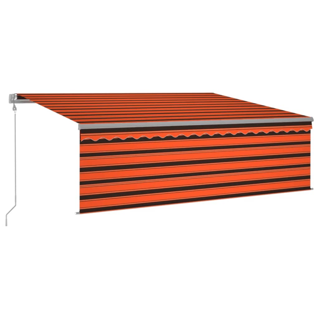 Automatisk infällbar markis med rullgardin 4x3 m orange/brun