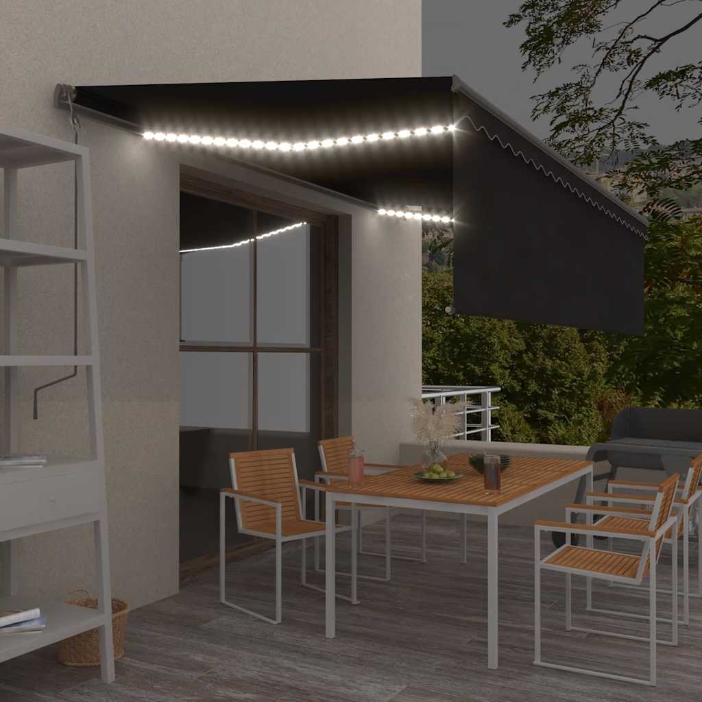 Automatiserad markis rullgardin vindsensor LED 5x3m antracit