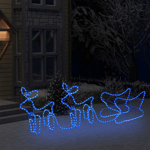 Utomhusdekoration renar och släde 576 lysdioder