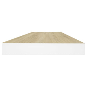 Svävande vägghyllor 4 st ek och vit 60x23,5x3,8 cm MDF