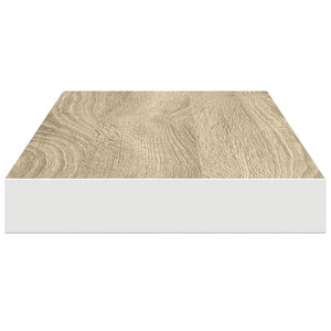 Svävande vägghyllor 4 st ek och vit 60x23,5x3,8 cm MDF