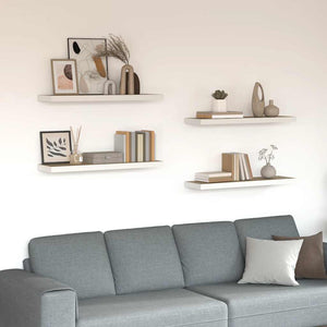 Svävande vägghyllor 4 st ek och vit 80x23,5x3,8 cm MDF