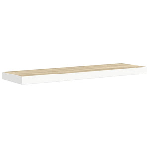 Svävande vägghyllor 2 st ek och vit 90x23,5x3,8 cm MDF