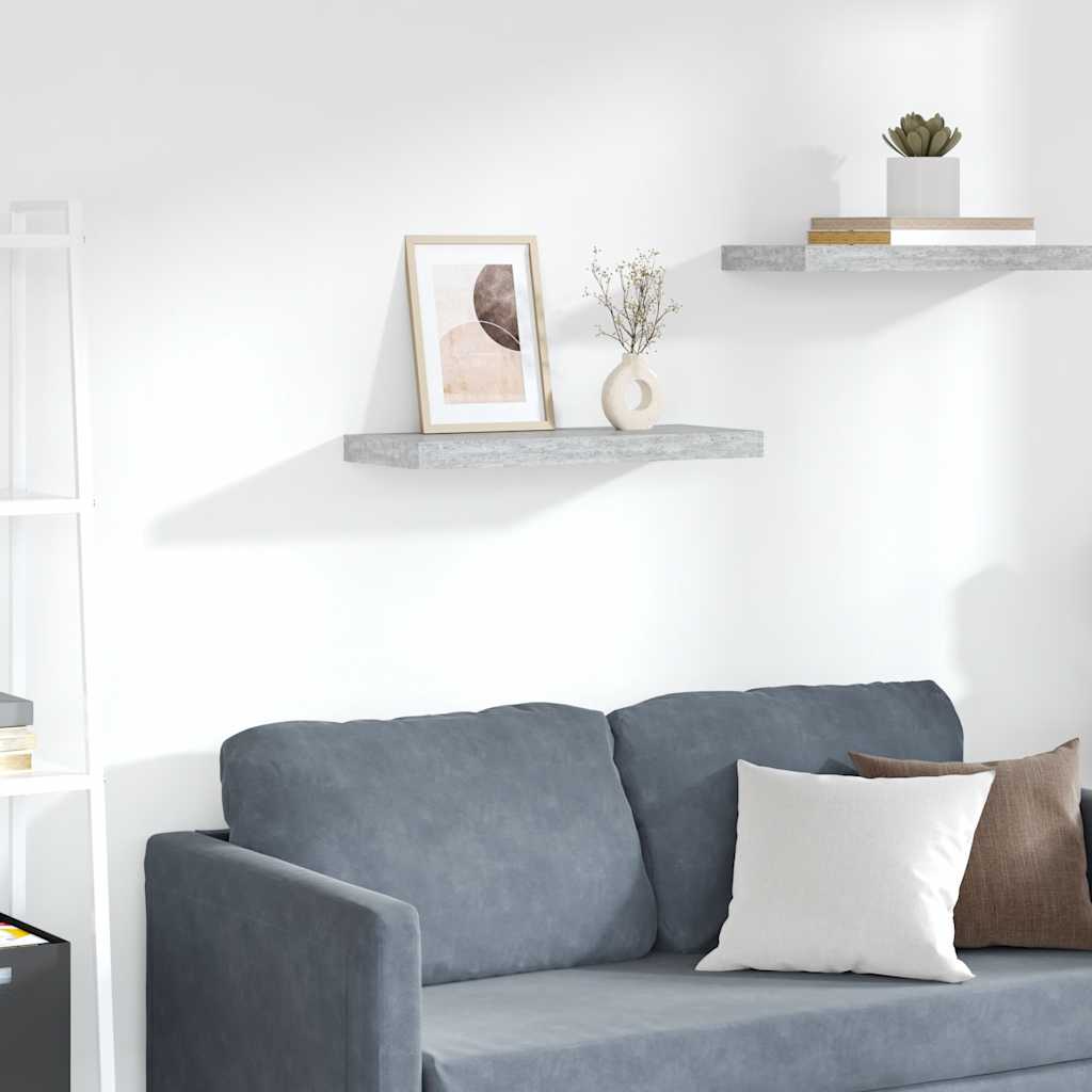 Svävande vägghylla betonggrå 60x23,5x3,8 cm MDF