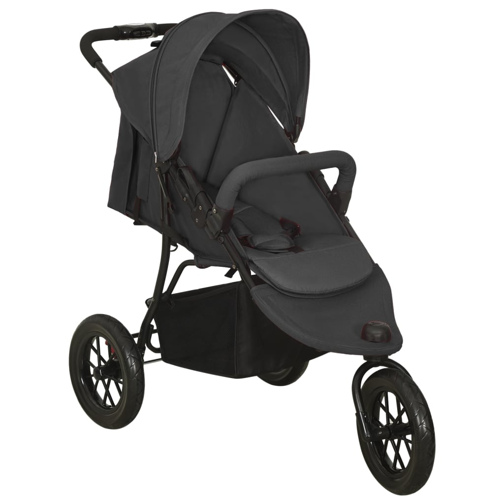 Barnvagn antracit stål