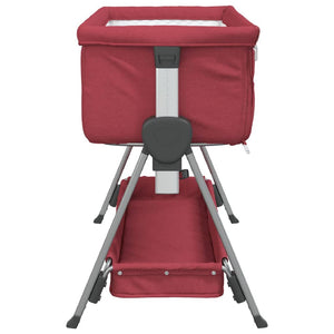 Babysäng med madrass röd linnetyg