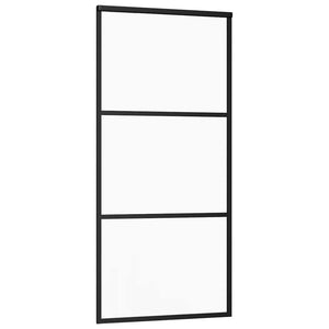 Skjutdörr ESG-glas och aluminium 90x205 cm svart
