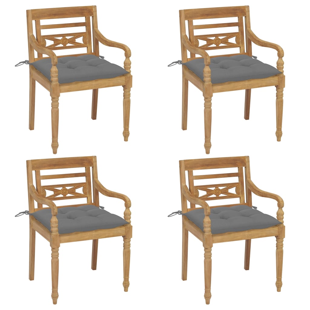 Bataviastolar med dynor 4 st massiv teak