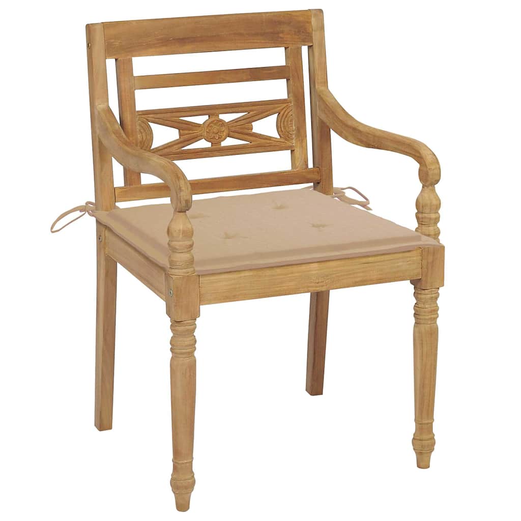 Bataviastolar med dynor 6 st massiv teak