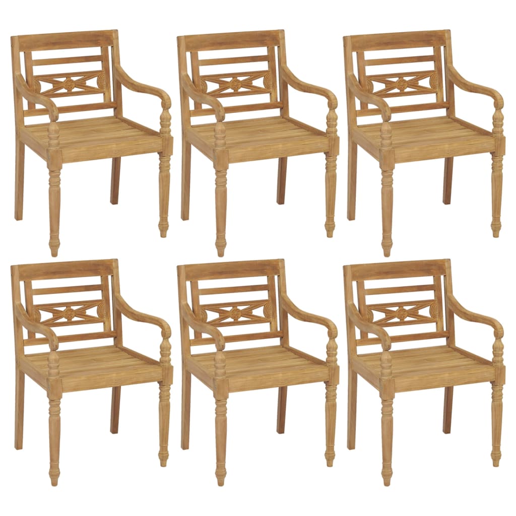 Bataviastolar med dynor 6 st massiv teak