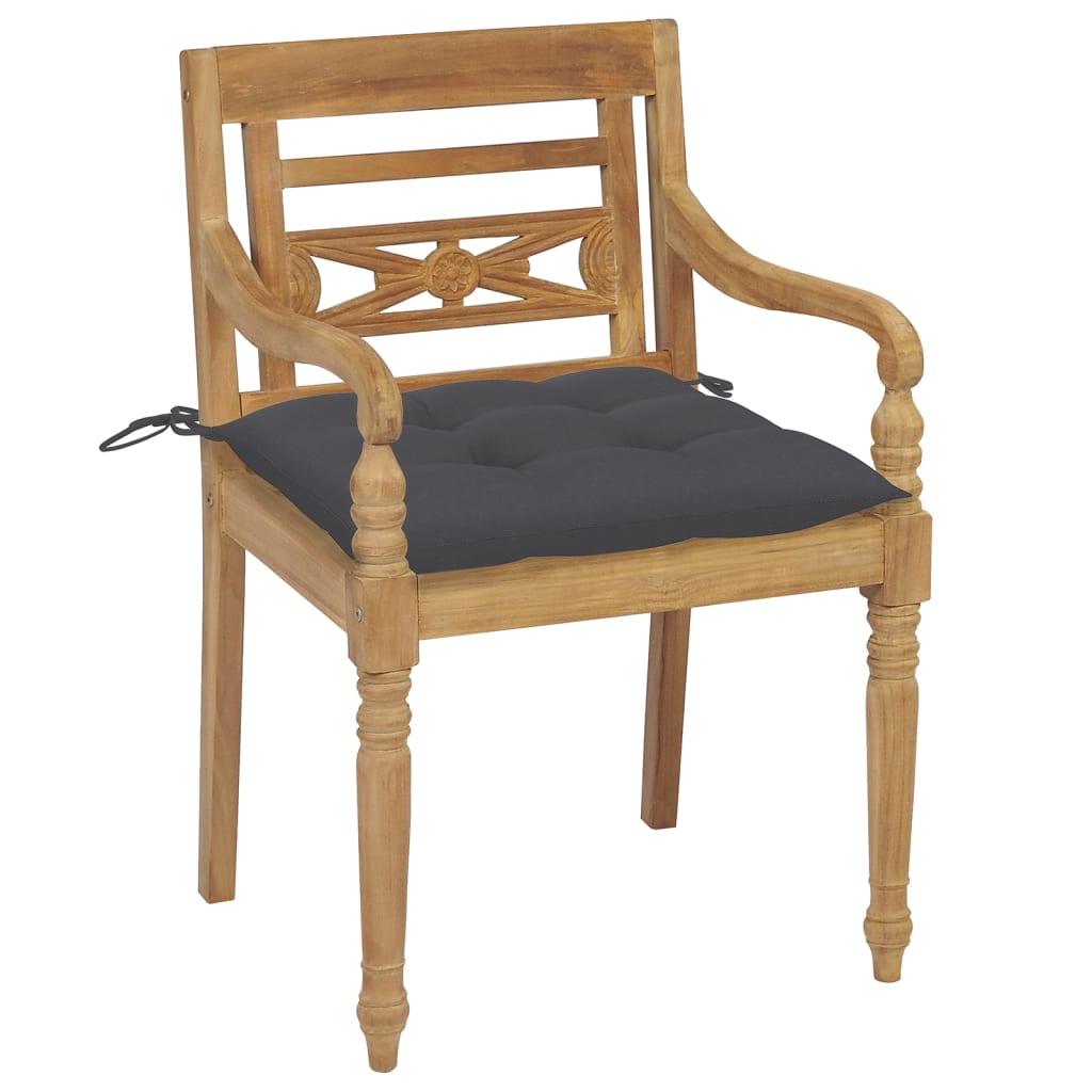 Bataviastolar med dynor 8 st massiv teak