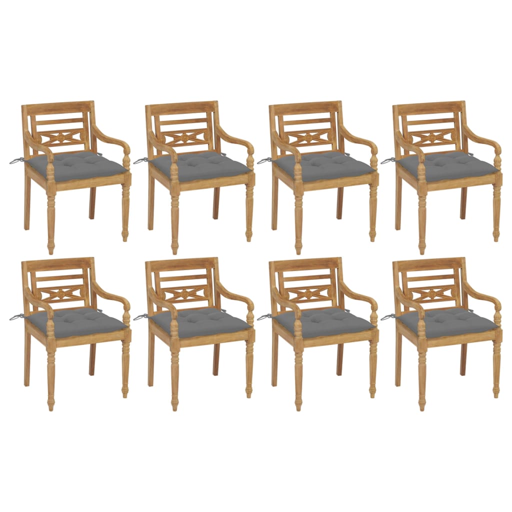 Bataviastolar med dynor 8 st massiv teak