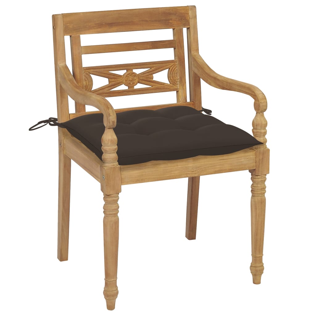 Bataviastolar med dynor 8 st massiv teak