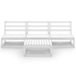 Loungegrupp för trädgården 4 delar vit massiv furu