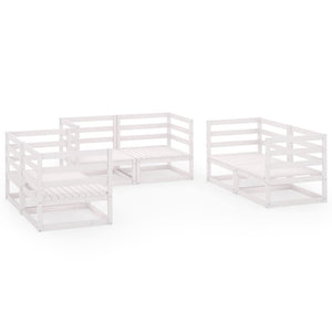 Loungegrupp för trädgården 6 delar vit massiv furu