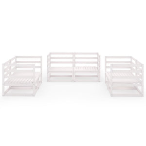 Loungegrupp för trädgården 6 delar vit massiv furu