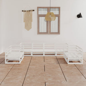 Loungegrupp för trädgården 8 delar vit massiv furu