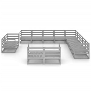 Loungegrupp för trädgården 13 delar massiv furu