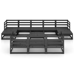 Loungegrupp för trädgården 11 delar massiv furu