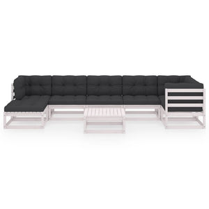 Loungegrupp för trädgården med dynor 8 delar massiv furu