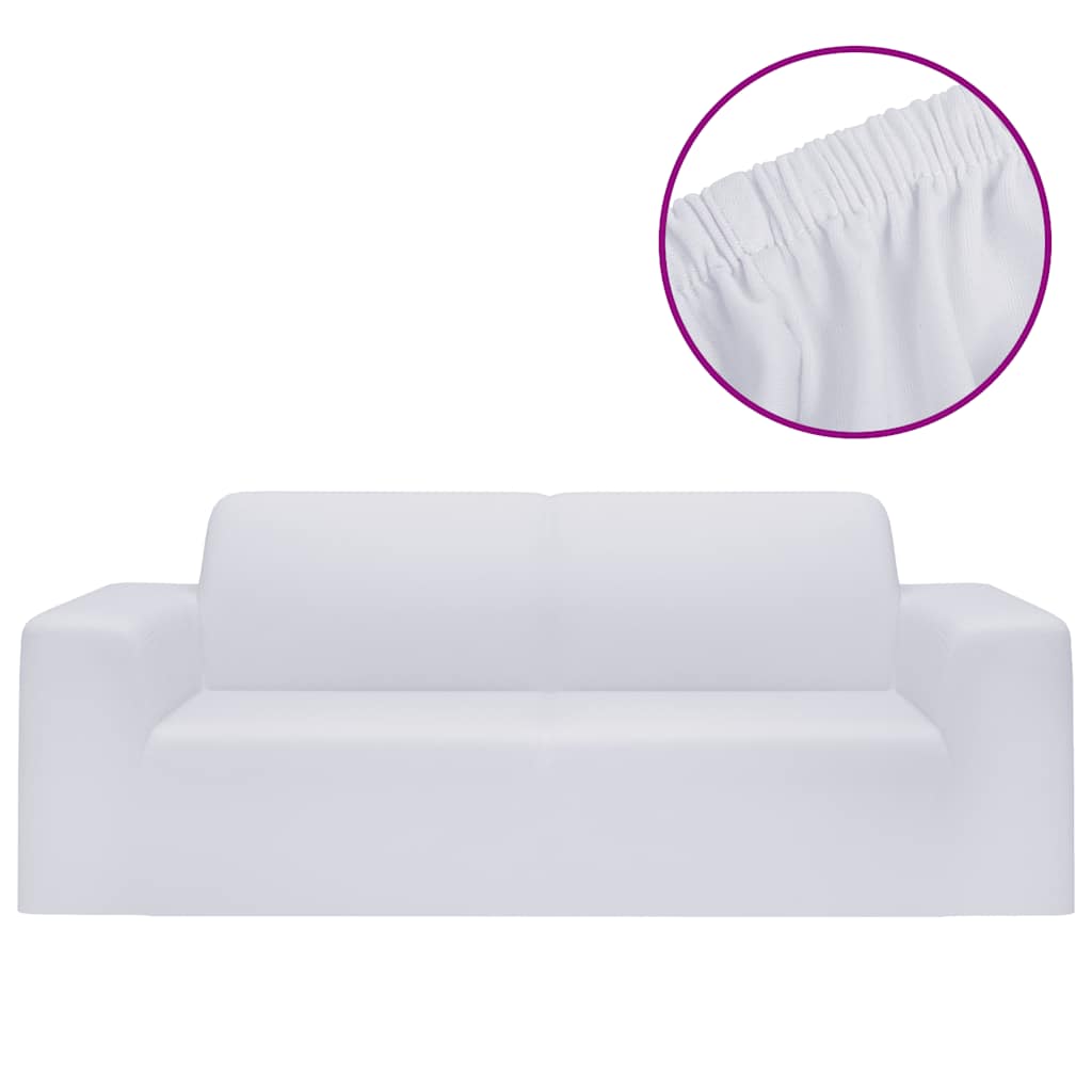 Sofföverdrag 2-sits med stretch vit polyesterjersey