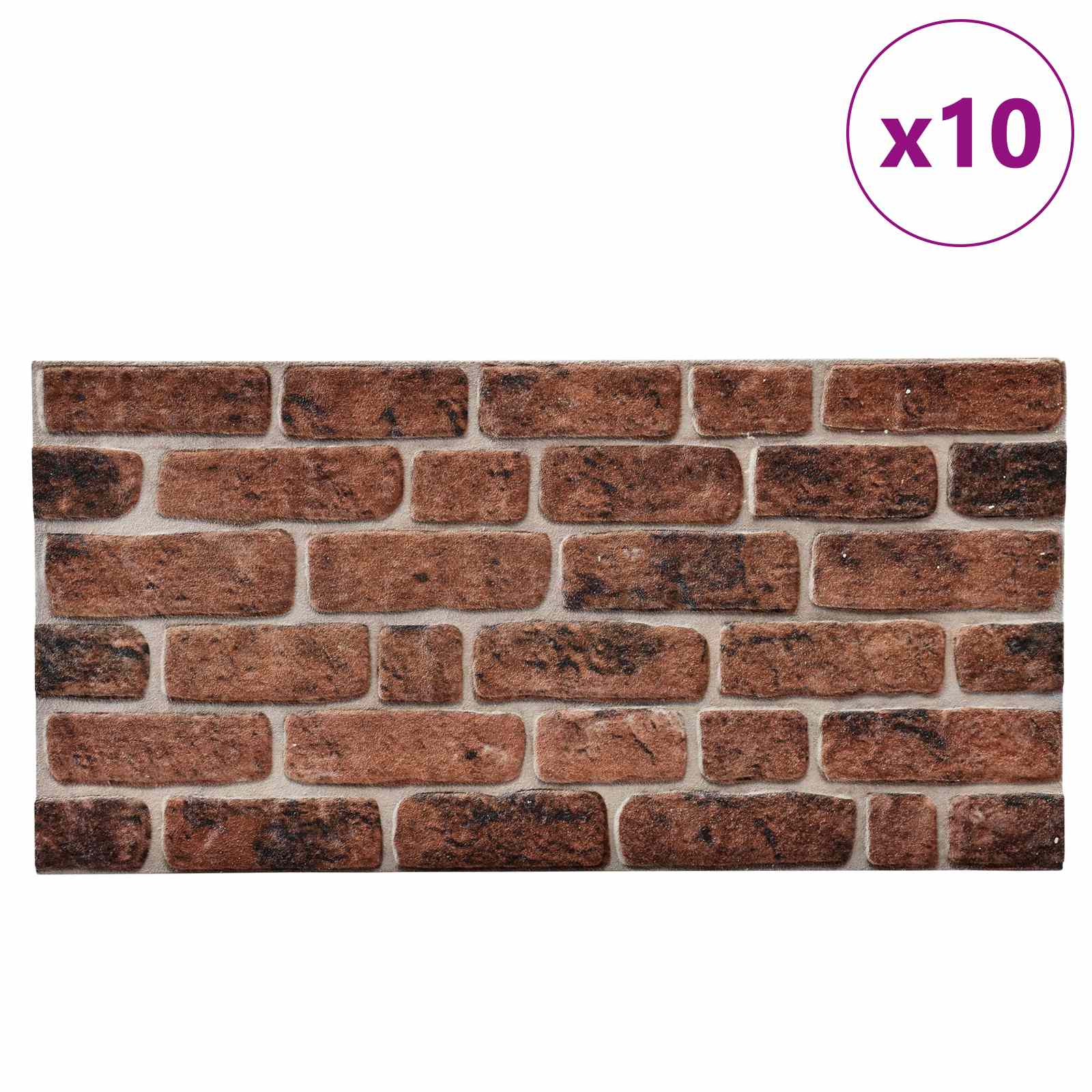 Väggpaneler 10 st 100 x 50 cm Brun Tegel EPS Skum